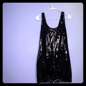 Daisy Zip Back Faux Patent Dress (Black)